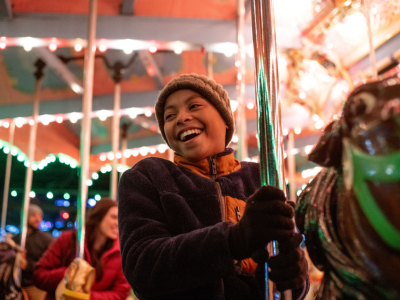Guest dressed as elfs at Kennywood Holiday Lights